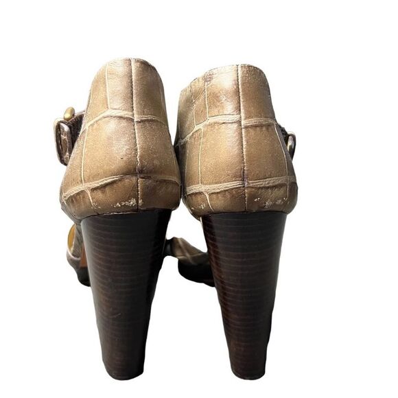 Coach Maze Embossed Croc Peep Toe Platform Heels - Picture 8 of 13